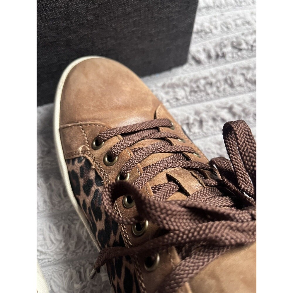 Born Leather Leopard Print Low Top Shoes Brown|White 10M Wm Comfort Tennis - Picture 2 of 11